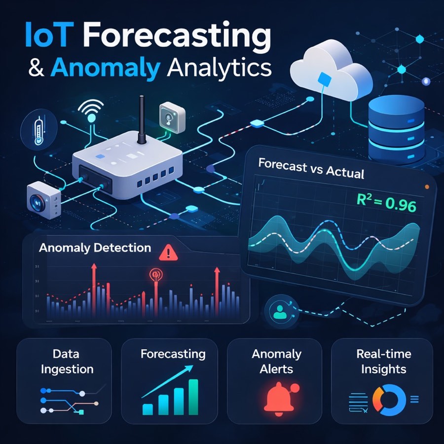 IoT Forecasting & Anomaly Analytics — forecast and anomaly plots over multivariate sensor data