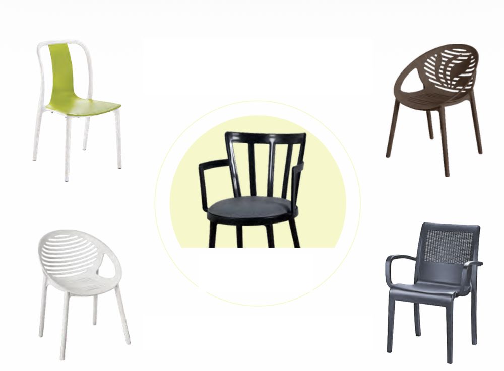Cello moulded plastic chairs, stools and furniture